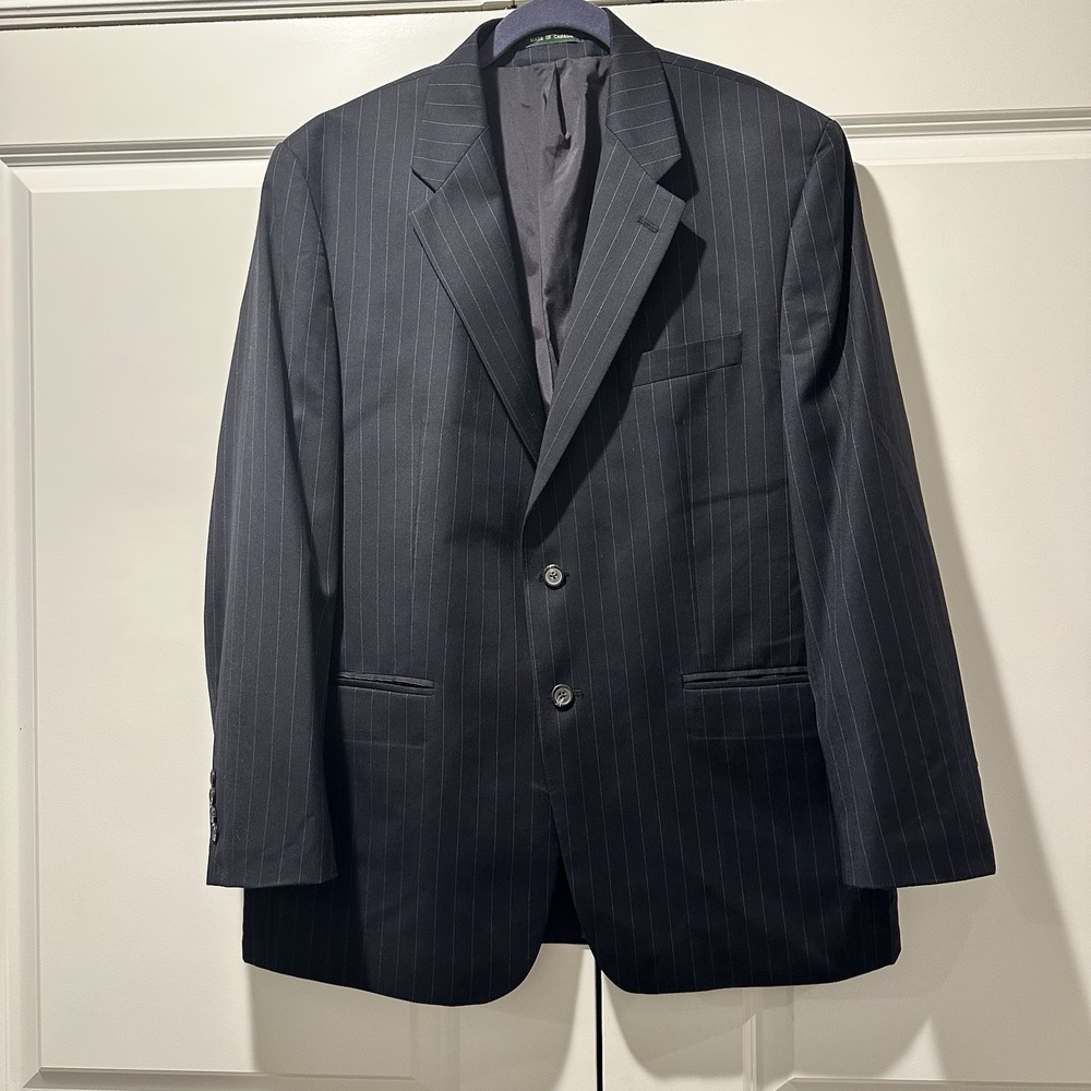 Lauren Ralph Lauren Mens 44R Wool Pinstripe Blazer Navy  2-Button Suit Jacket